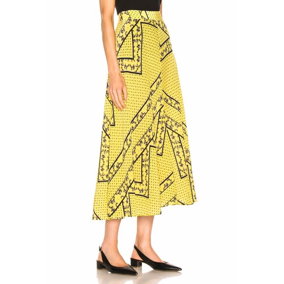 Ganni Silk Mix Maxi Skirt in Minion Yellow ASO Emily in Paris - Picture 5 of 11
